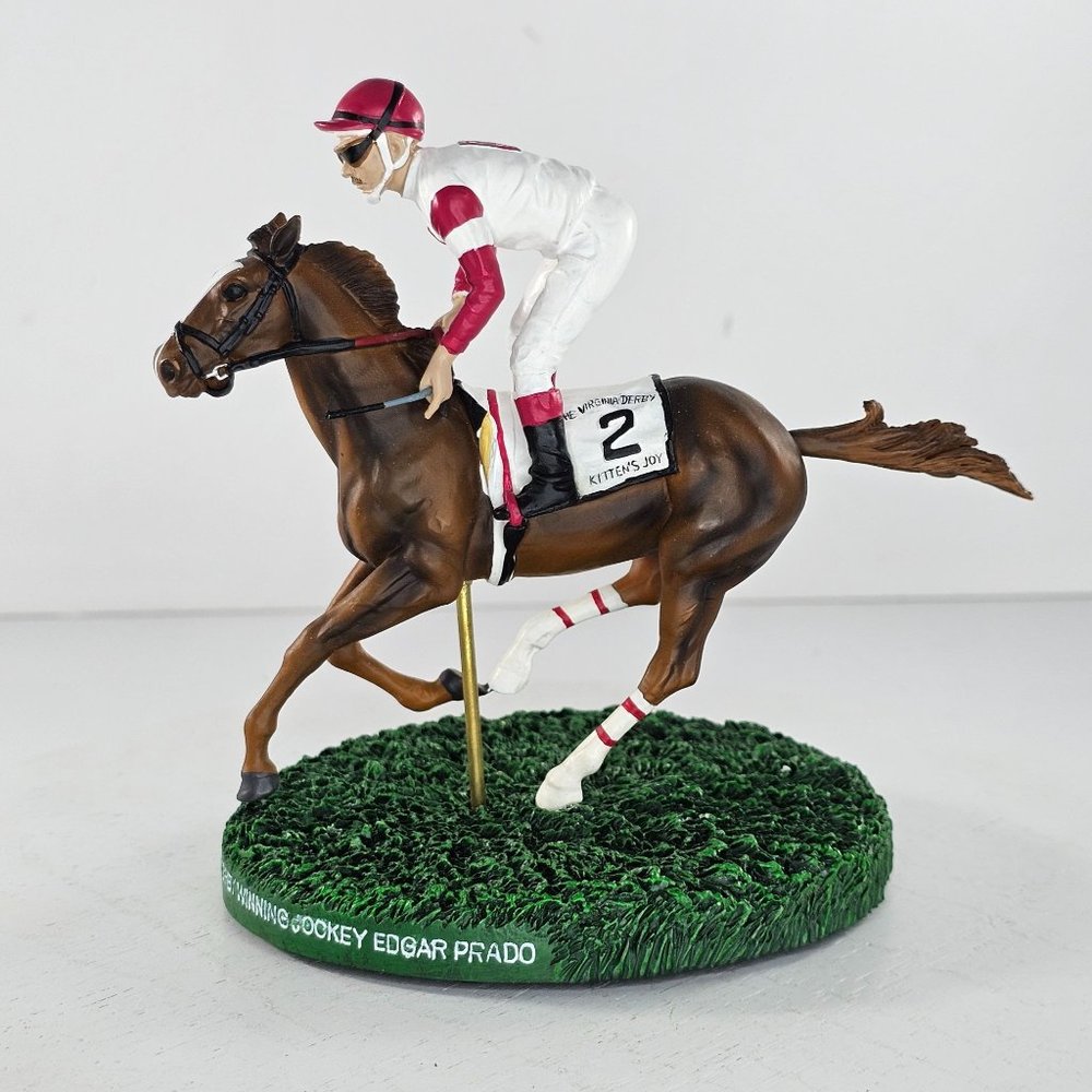 Colonial Downs 2004 Horse Racing Jockey Figurine Winning Edgar Prado Kittens Joy